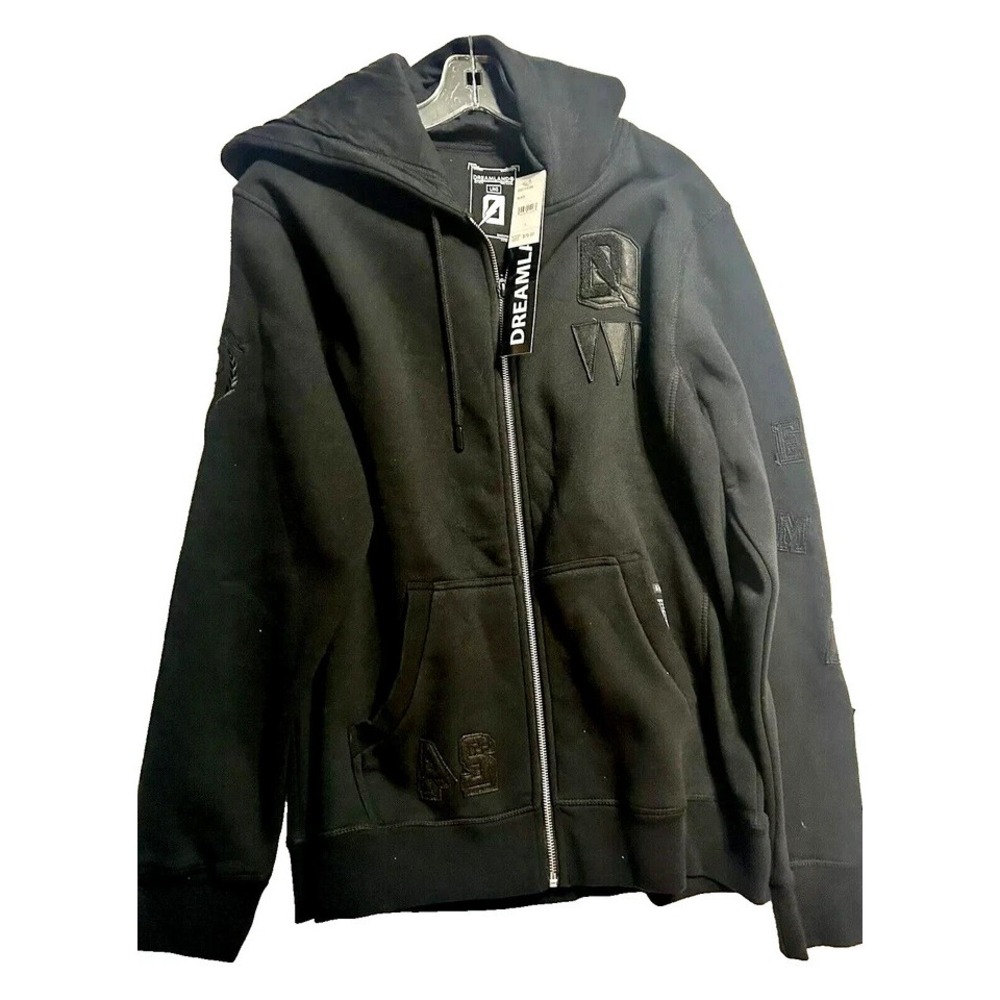 Dreamland Men's Large Black Full Zip Hooded Jacket NEW (HU)